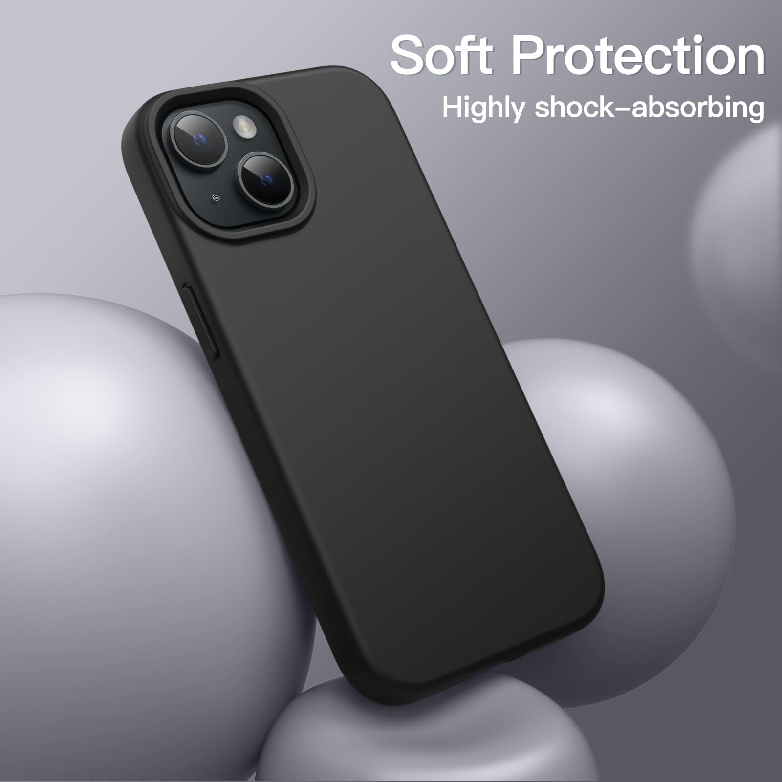 JETech Funda Silicona para iPhone 13 6,1 Pulgadas, Protectora de Cuerpo Completo con Tacto Suave y Sedoso, Antigolpes Carcasa con Forro de Microfibra (Negro)
