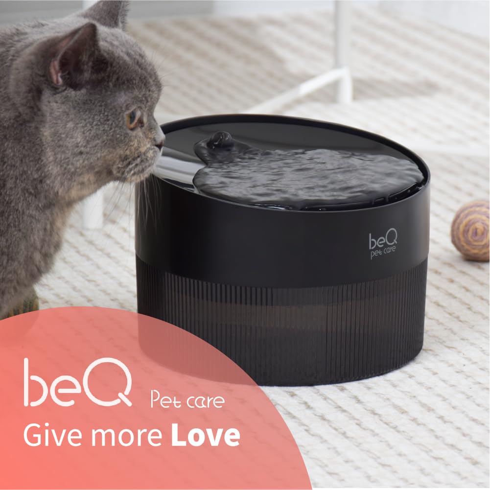 BEQ Fuente de Agua para Gatos,2.5L/84oz Dispensador de Agua para Mascotas,Libre de BPA,Nivel de Agua Visible,Adecuado para Gatos, Perros Pequeños y Otras Mascotas,con Filtro de Gran Tamaño