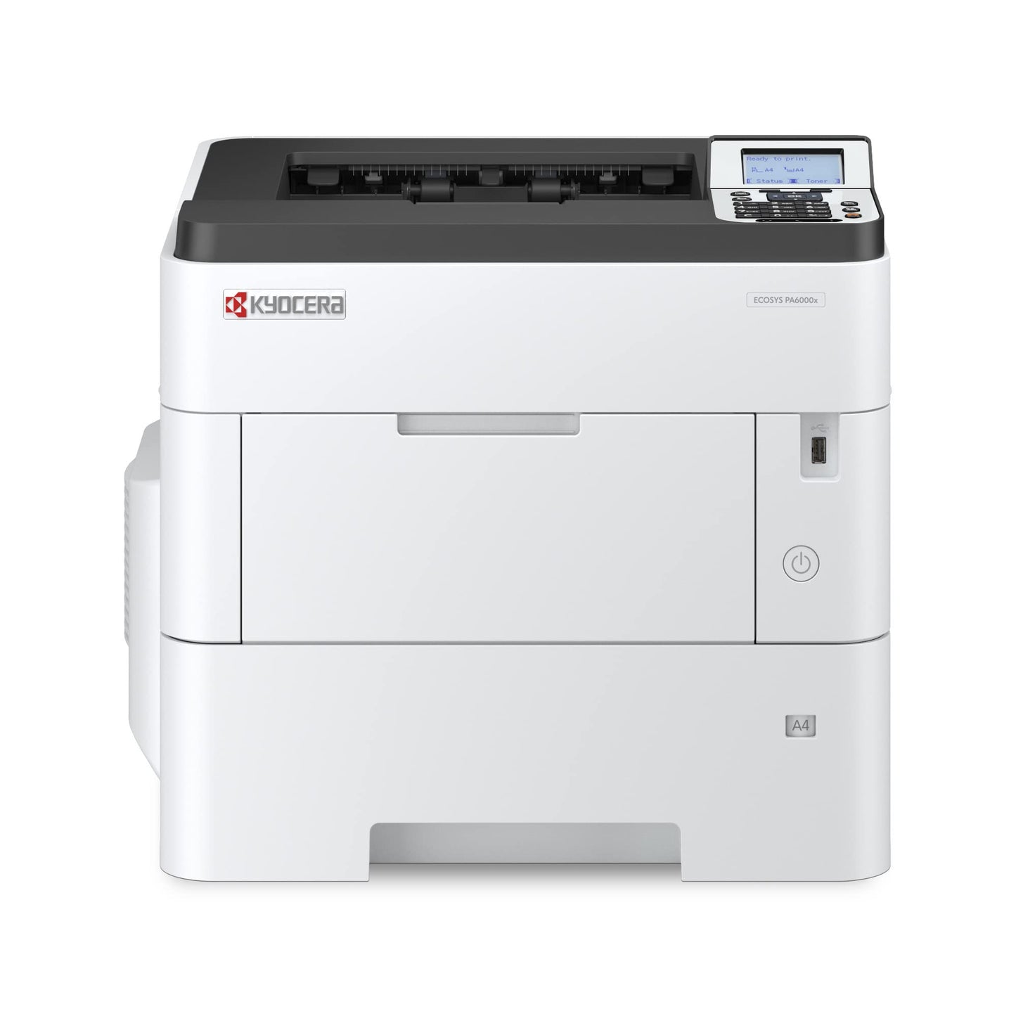 KYOCERA ECOSYS PA6000x Impresora láser monocromática, 62 ppm, 600 x 600 ppp y hasta 1200 ppp, bandeja de 600 hojas, MPT de 100 hojas, dúplex, LCD de 5 líneas con panel de llave dura, Gigabit Ethernet,