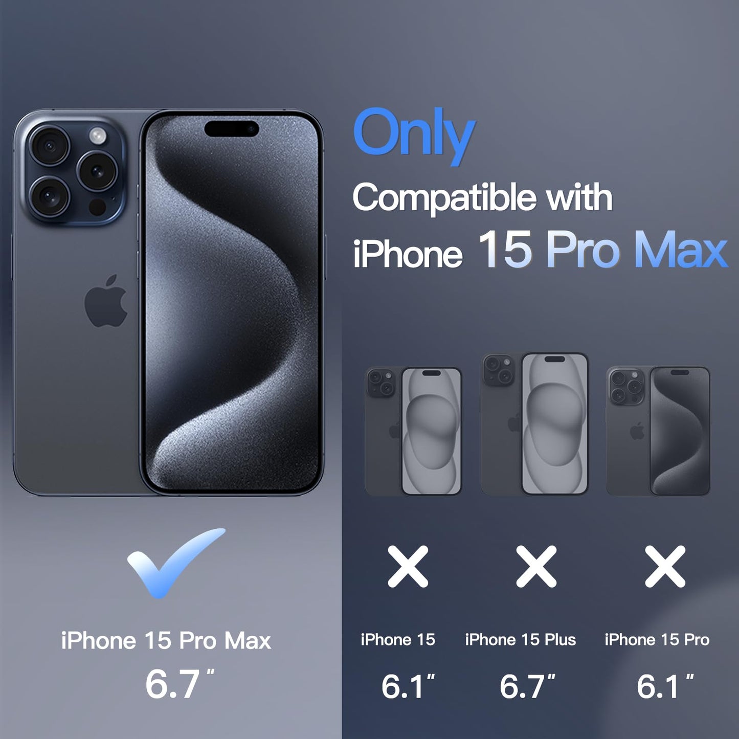 JETech Funda Magnética para iPhone 15 Pro MAX 6.7 Pulgadas Compatible con MagSafe, Carcasa Translúcida Mate Trasera Fina Antigolpes (Azul Tormenta)