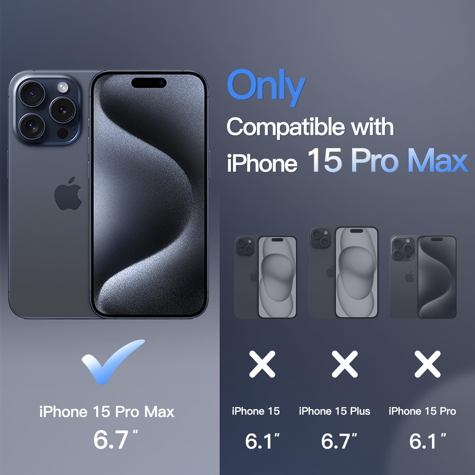 JETech Funda Magnética para iPhone 15 Pro MAX 6.7 Pulgadas Compatible con MagSafe, Carcasa Translúcida Mate Trasera Fina Antigolpes (Azul Tormenta)