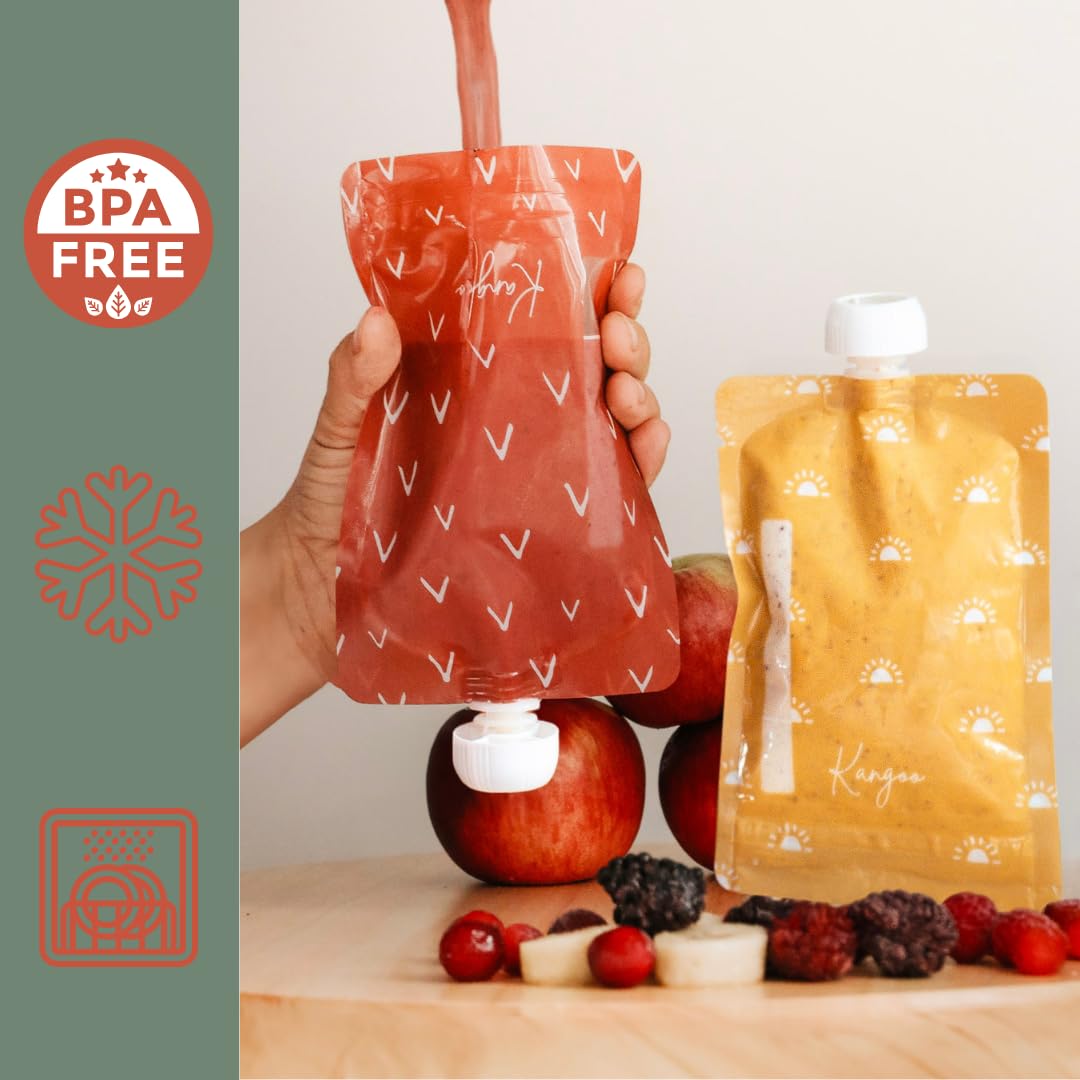 Bolsas reutilizables para alimentos para bebés – Bolsas de almacenamiento de alimentos para niños pequeños y niños – Puré de manzana, batidos, yogur y puré – Bolsa para apretar sin BPA, paquete de 12