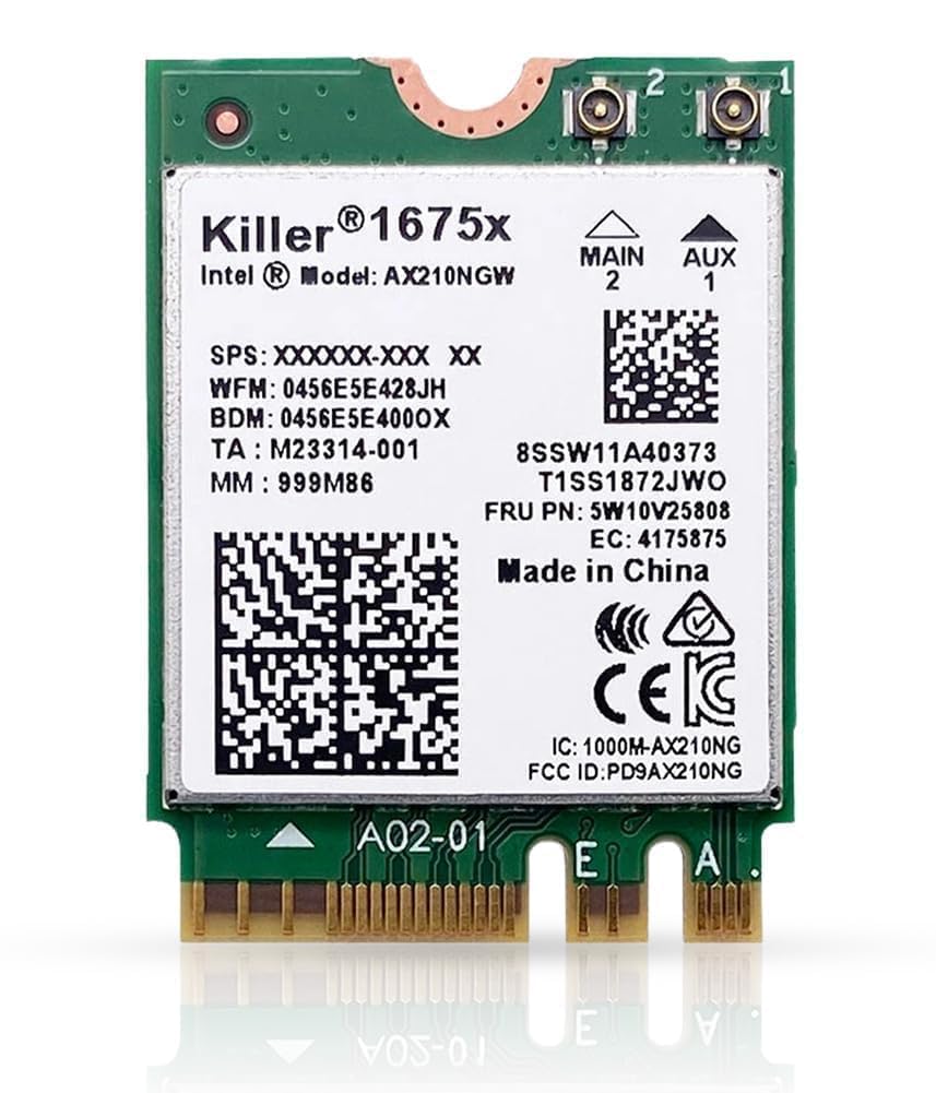 Tarjeta WiFi 6E HighZer0 Electronics Killer Series Negro M.2 para PC Compatible con Bluetooth 5.3 para Intel AX1675x Gaming