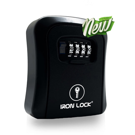 Iron Lock® - Caja de bloqueo de llaves para llaves de 4 dígitos combinación con código reajustable con interruptor A B para interiores y exteriores, impermeable, para llaves de casa de repuesto, 5
