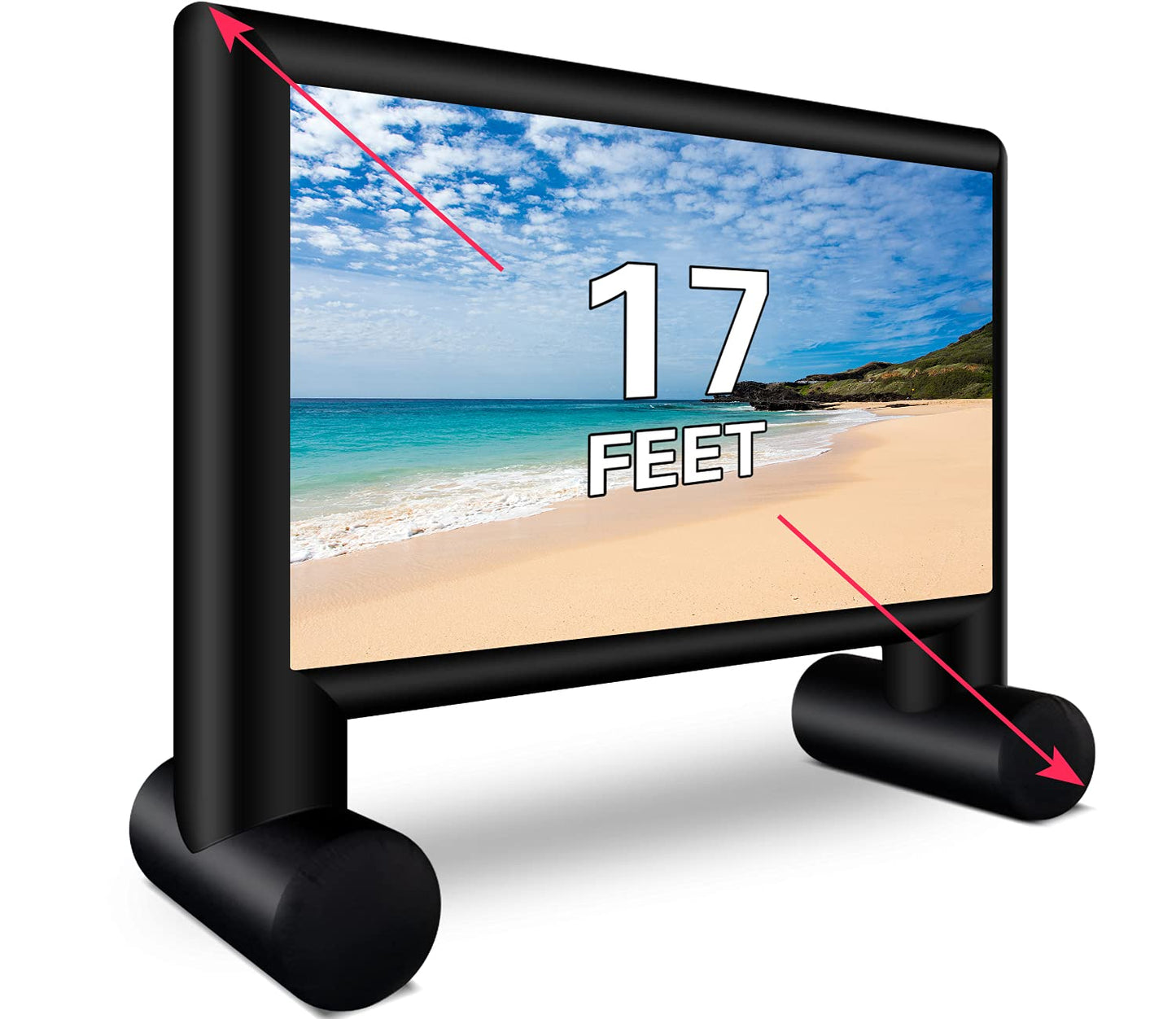 XHYCPY Pantalla de proyección Inflable de 17' con soplador - Soporta proyección Frontal o Trasera para la Noche de Cine en el Patio Trasero