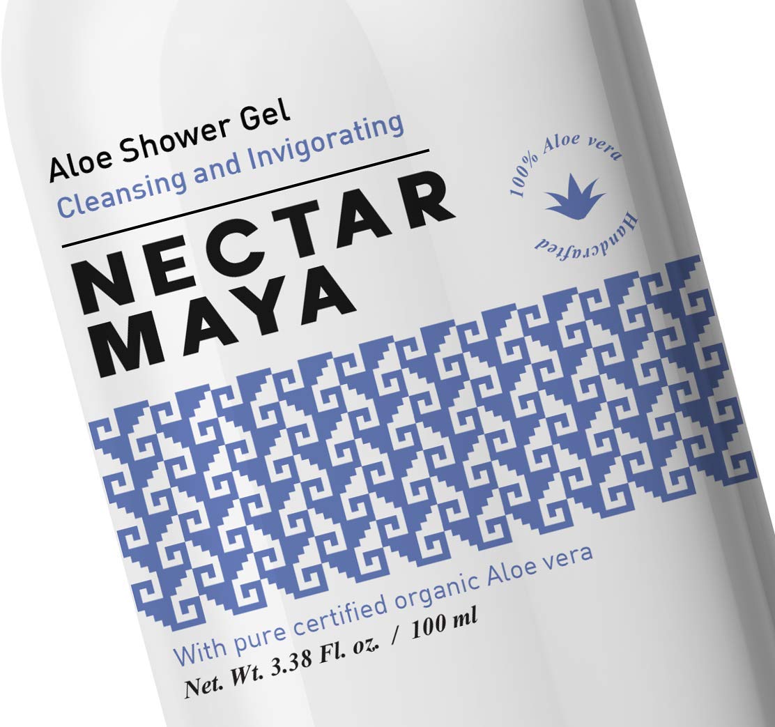 Nectar Maya® Aloe Shower Gel. Jabón corporal líquido biodegradable y orgánico para cuidado de la piel (100 ml)