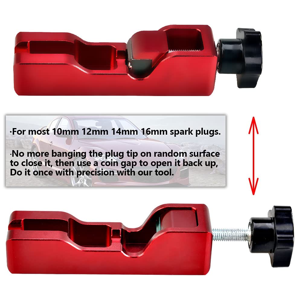 CNRAQR Herramienta universal para bujías compatible con la mayoría de bujías de 10 mm, 12 mm, 14 mm y 16 mm, color rojo, 1 juego con medidor de espesor