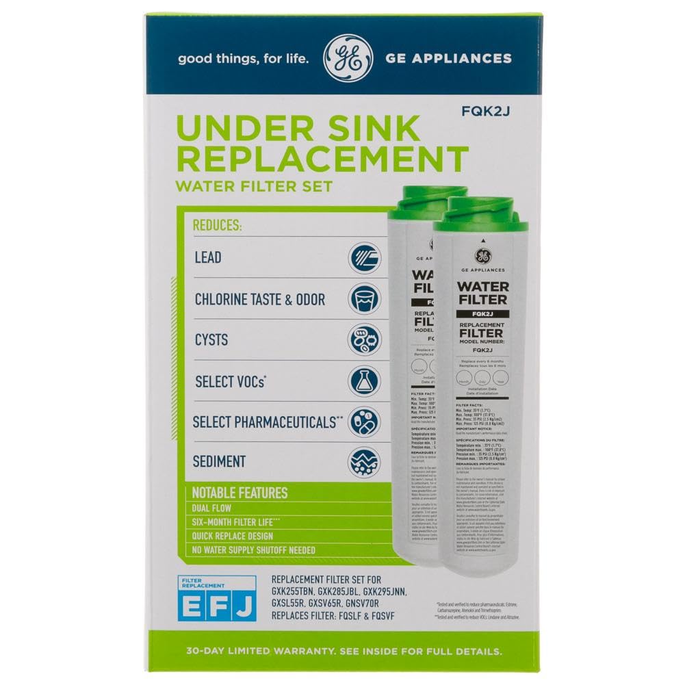 GE FQK2J Filtros de repuesto de agua potable de flujo doble
