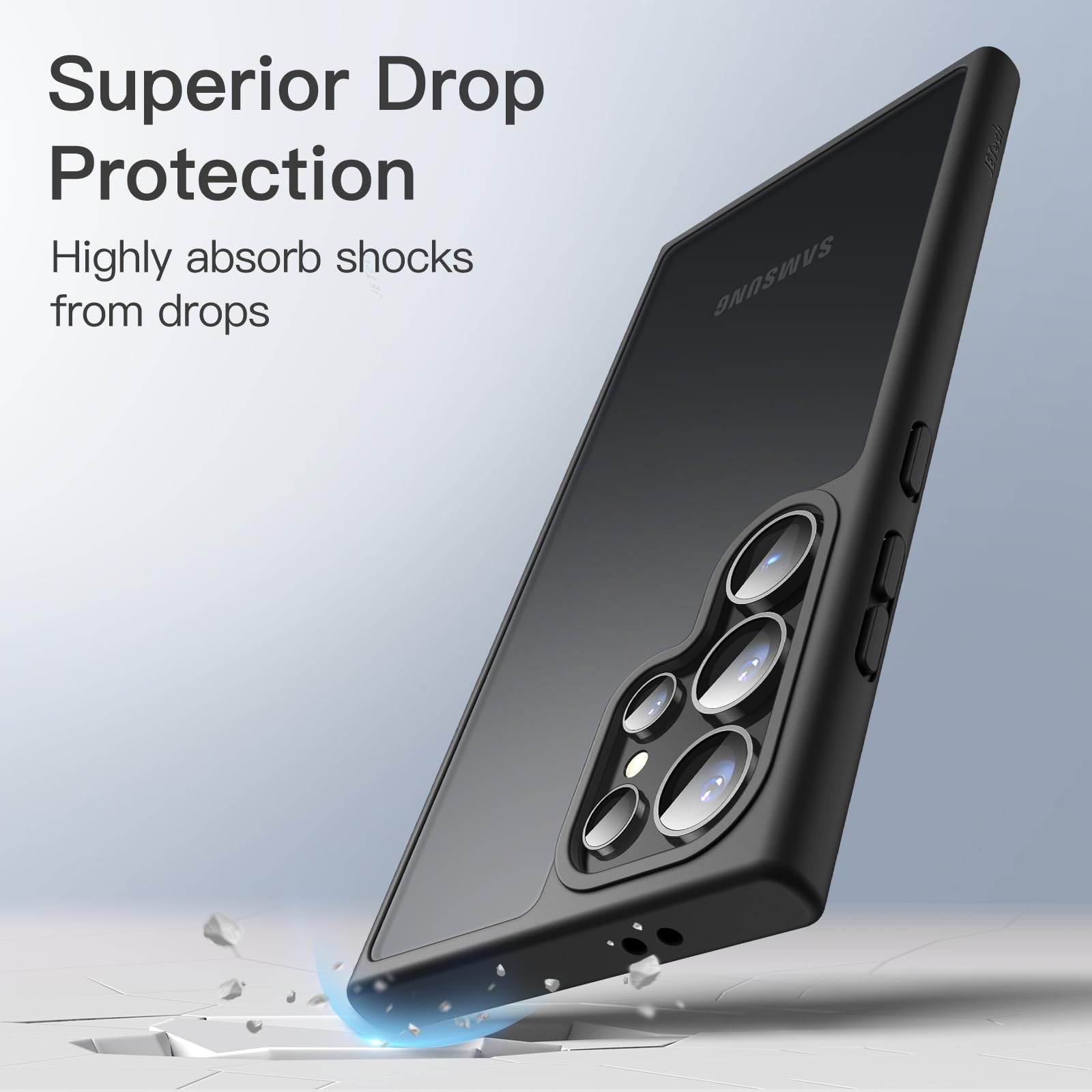 JETech Funda Mate para Samsung Galaxy S24 Ultra 5G, Carcasa Fina Trasera Translúcida Esmerilada, Antihuellas (Negro)