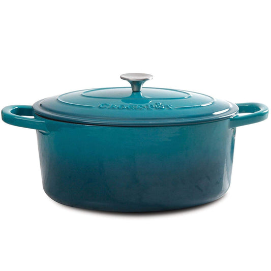Crock Pot Olla, Horno ovalado holandés, Verde azulado, 7-Quart, 1