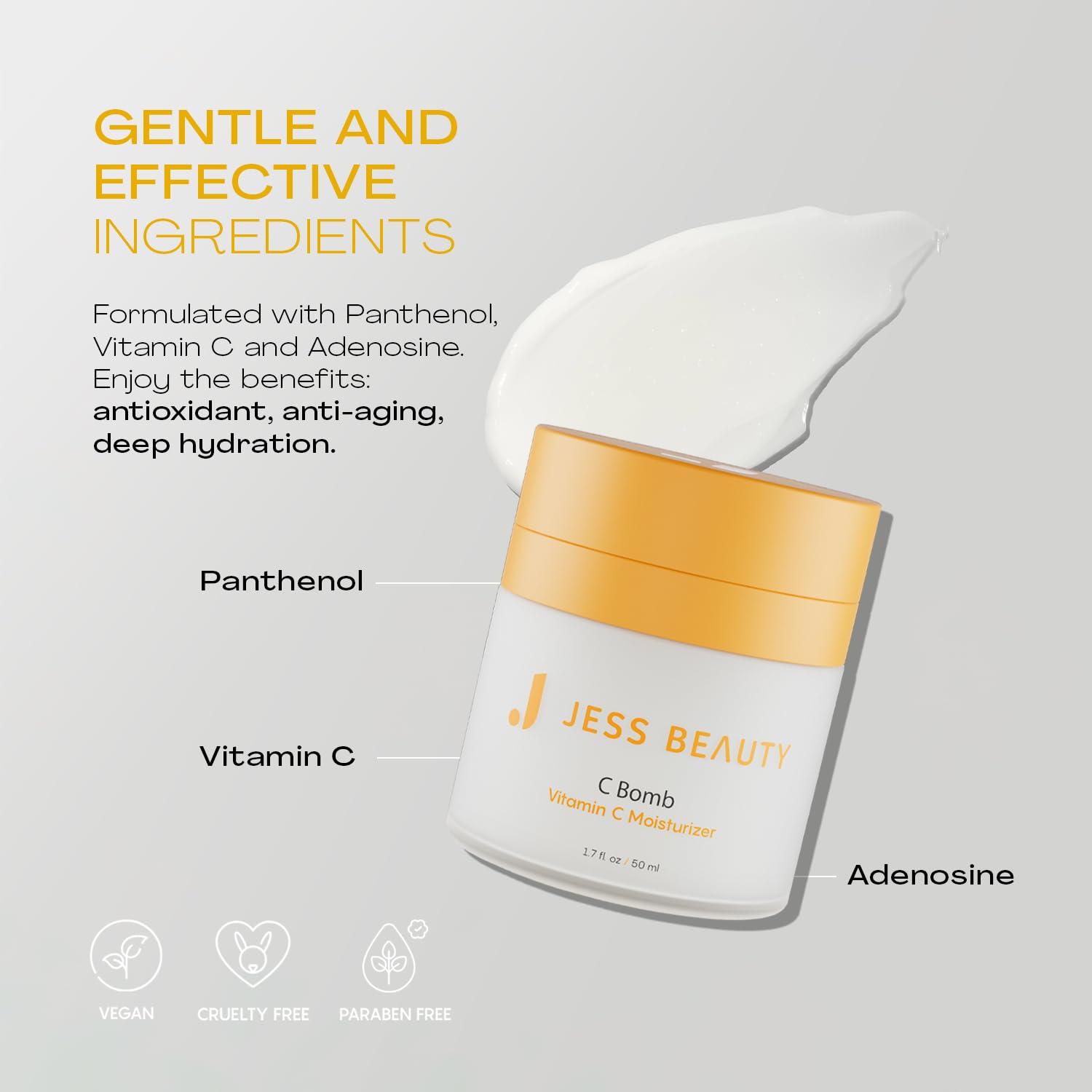 JESS BEAUTY- | Cuidado de la piel C Bomb Crema hidratante facial con vitamina C Tono de piel uniforme | Crema hidratante facial para el cuidado de la piel