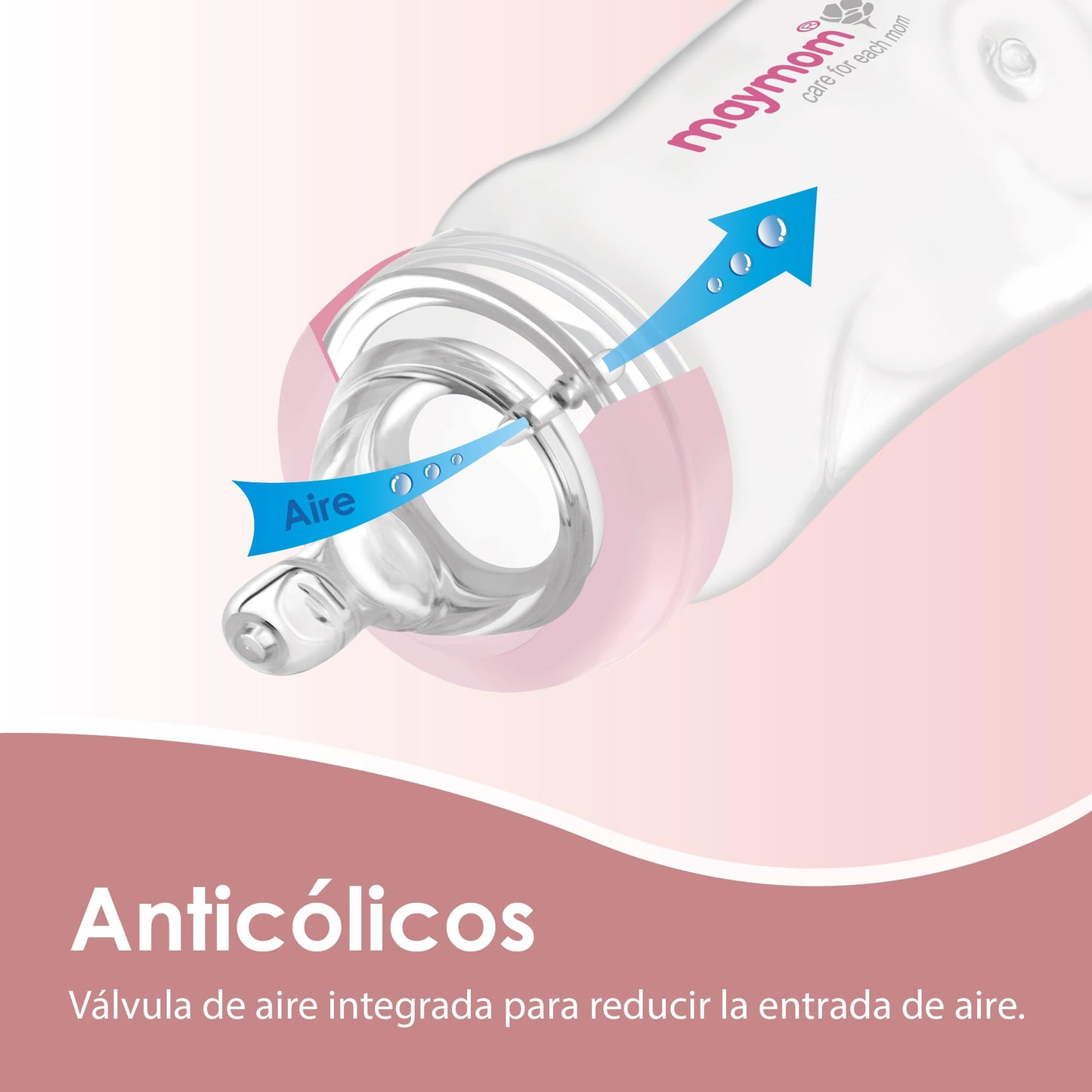 Maymom botella de boca ancha para recolección, almacenamiento y alimentación de leche materna con tetina, tapa tipo cúpula rosa, tapa superior de botella y disco de sellado SureSeal; compatible con extractores Spectra / Motif Luna; 2 piezas (9 oz / 280 ml