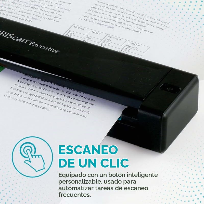 Escáner Portátil IRIScan Executive v4pro Platino Duplex para Documentos y Recibos con Editor de PDF para Computadoras