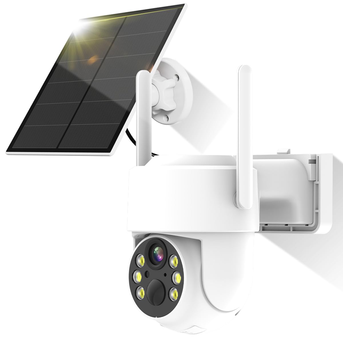 Cámara de Seguridad Exterior EASYTAO Q25 Blanca WiFi con Panel Solar IP66 2.5K Visión Nocturna Compatible con Alexa