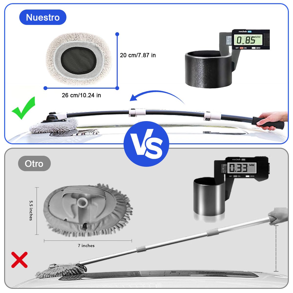 Cepillo para Lavar Auto ADILIKADII Curvado 90° con Poste Extensible y Accesorios de Limpieza Microfibra
