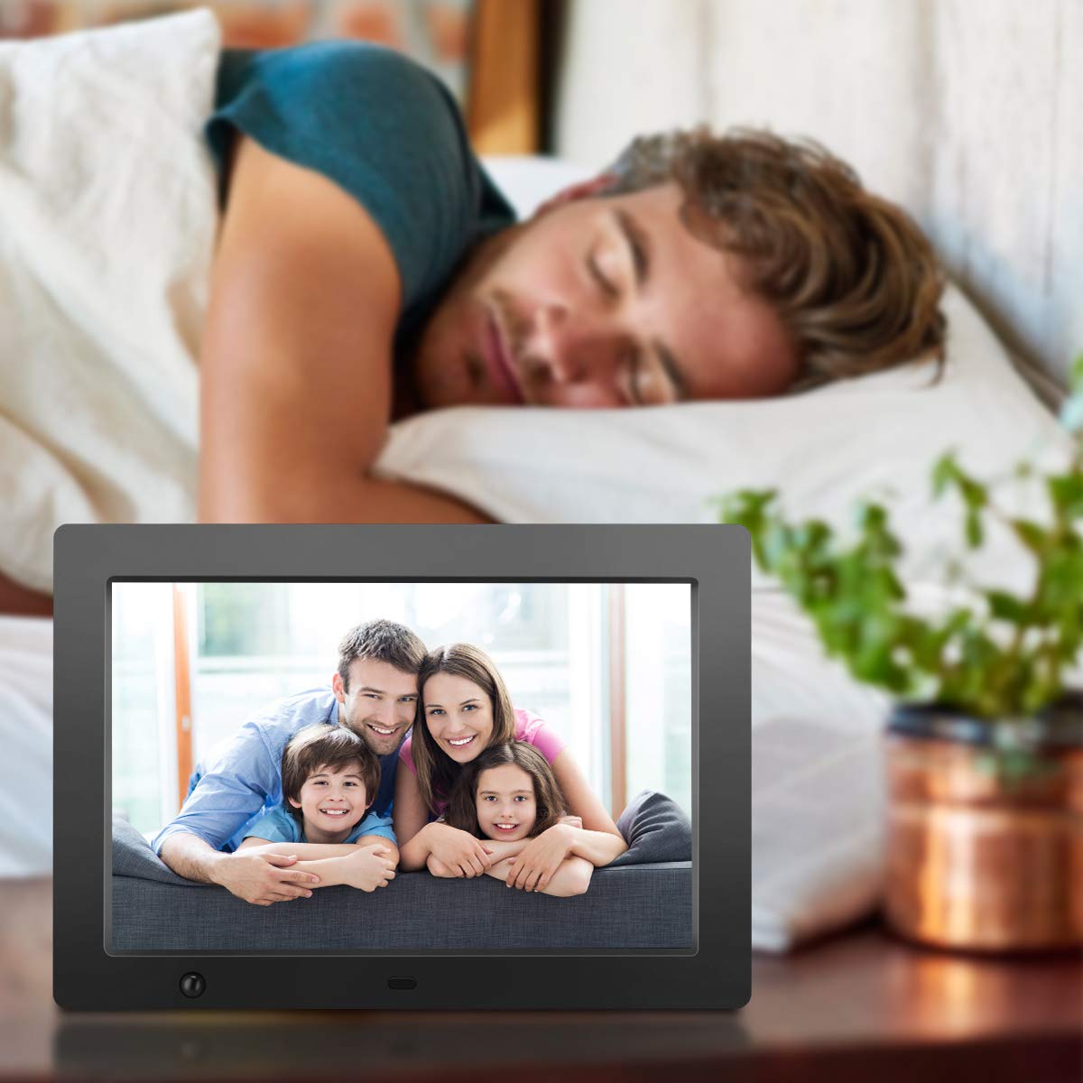 FLYAMAPIRIT - Marco digital para fotos de 10 pulgadas con visualización HD IPS con sensor de movimiento, vídeo, música de fondo, calendario, reloj, rotación automática, los mejores regalos