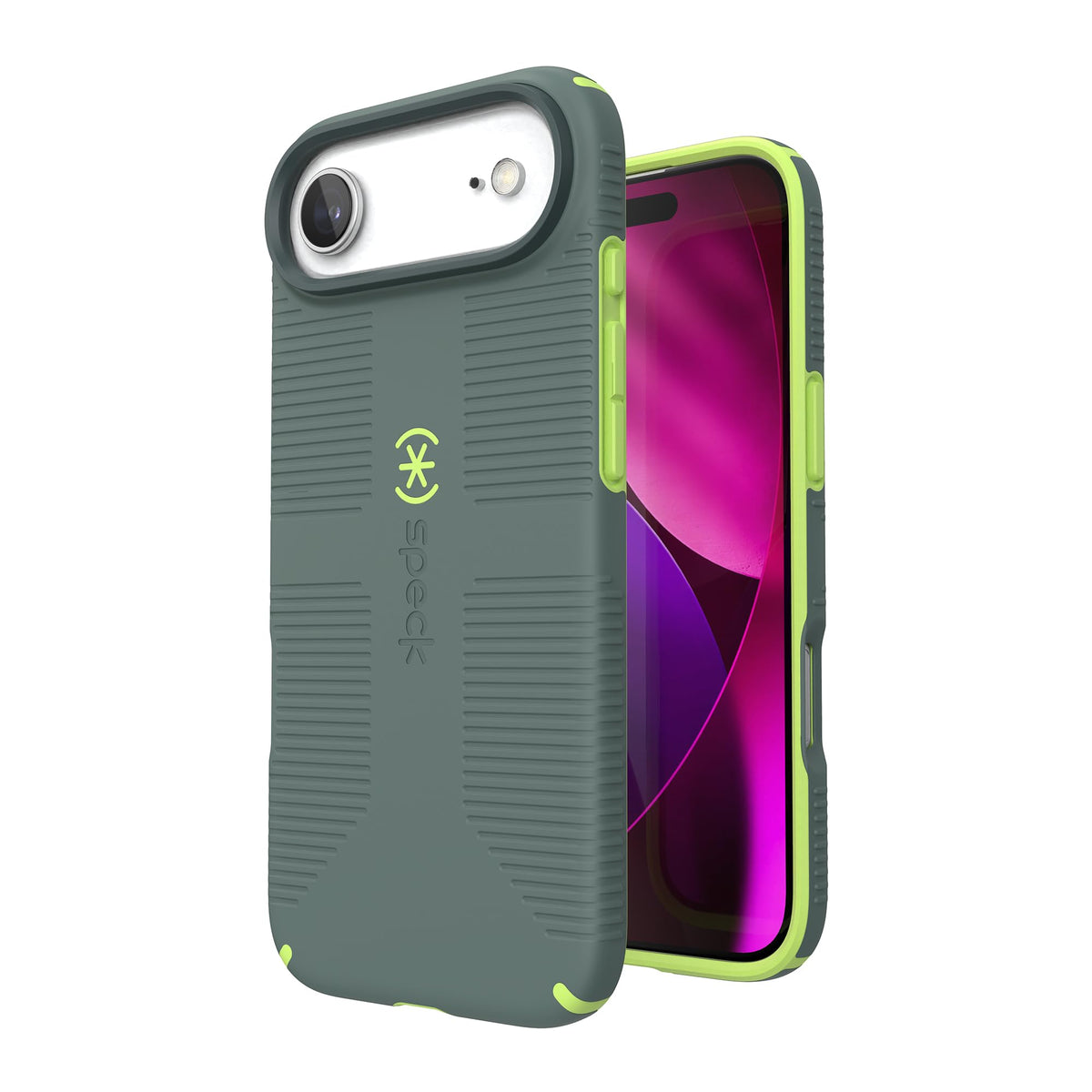 Funda para iPhone 17 Speck CANDYSHELL Neo Drab Glow Green con Agarre Delgado y Protección contra Caídas Compatible con MagSafe