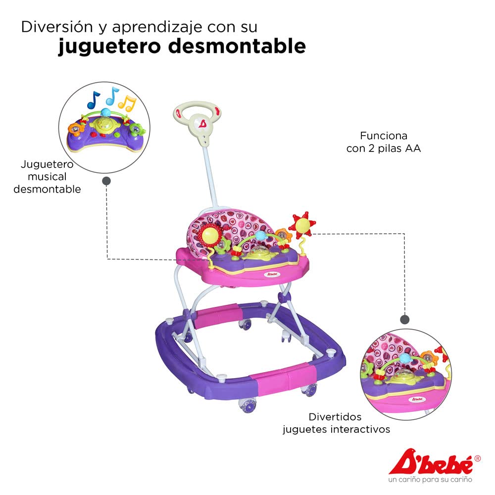 Andadera Mecedora D´BEBÉ Rosa Convertible para Bebé