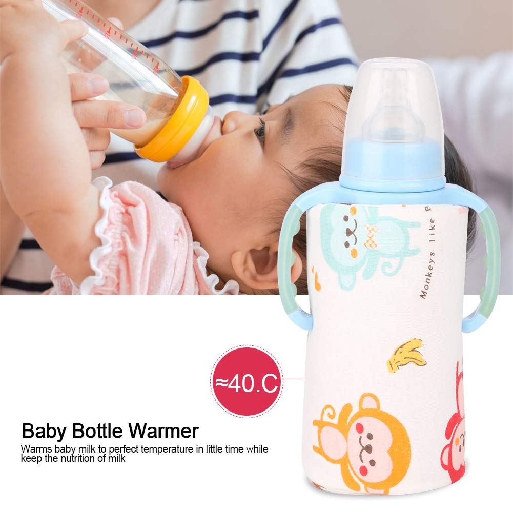 Calentador de Biberones de Leche para Bebés Calentador USB Calentador Portátil de Taza de Viaje de Leche Termostato para Mantener el Agua de la Leche del Bebé Caliente Taza de Té de Café Multifunción Bolsa de Calentamiento de Bebidas (Mono)