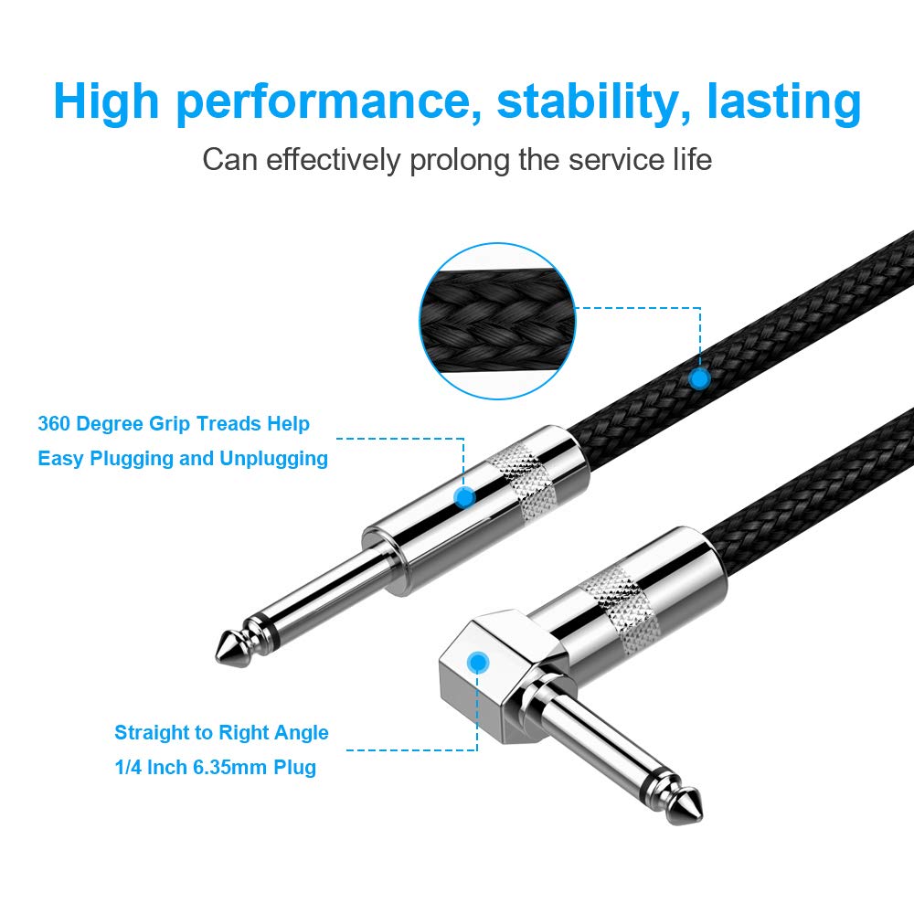 Cable Guitarra de Instrumento,New Bee Eléctrico Amplificador de Bajo,Adaptador de Audio Estéreo Balanceado Macho a Macho Cable Trenzado de Nailon,Accesorios para Instrumentos Musicales