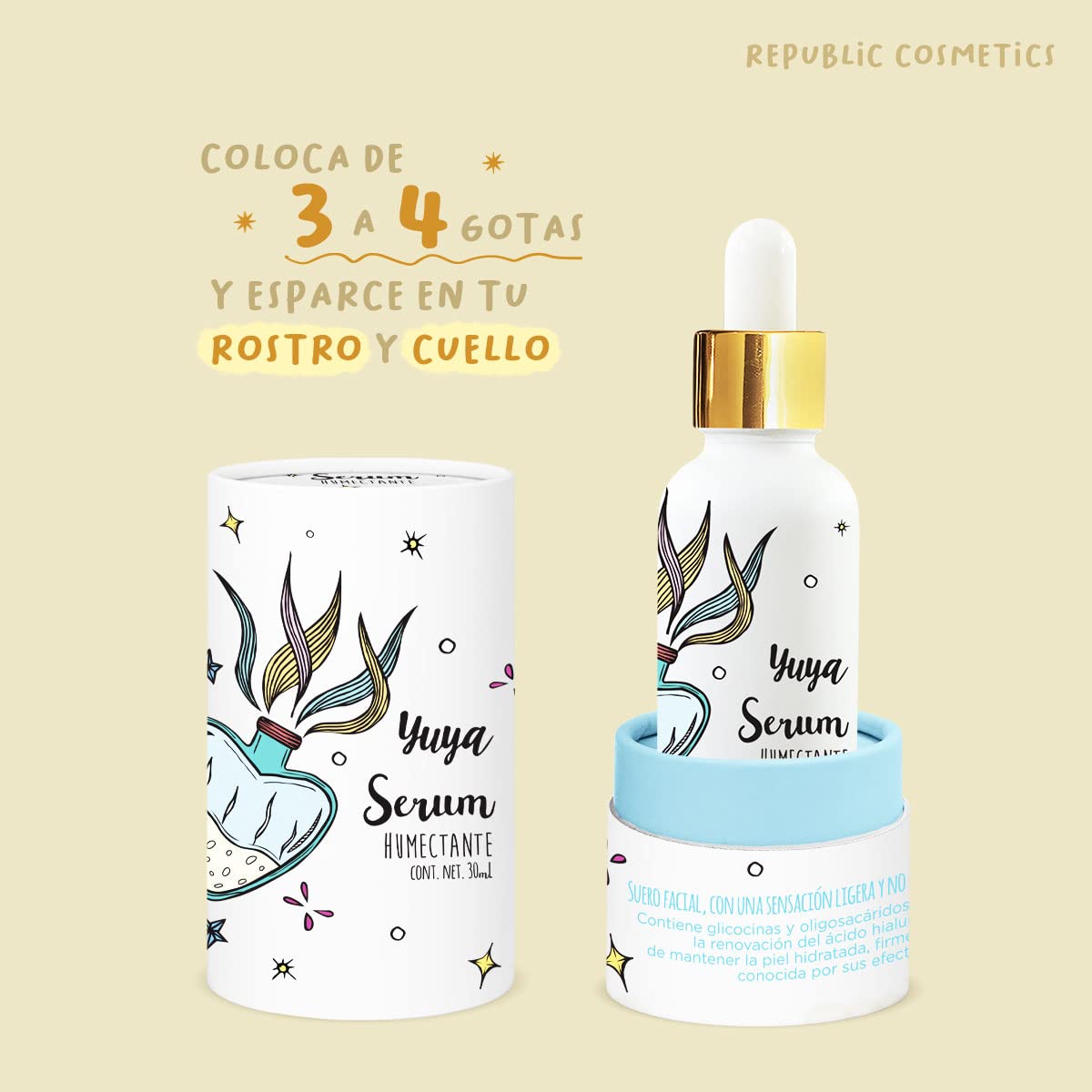 Yuya - Republic Cosmetics Serum Humectante con Ácido Hialurónico y Jojoba 30 ml