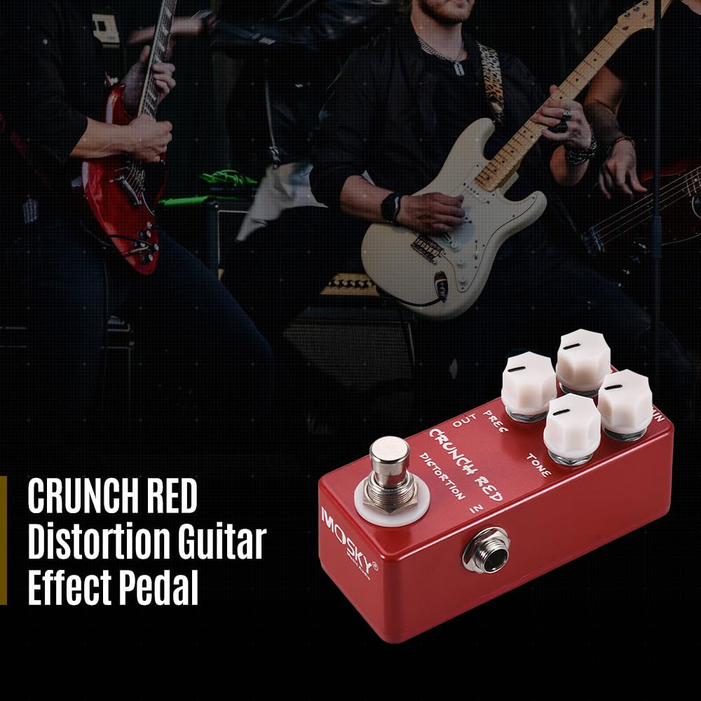 Pedal de Efectos de Guitarra SINRAOEE Rojo Crunch con Bypass Real
