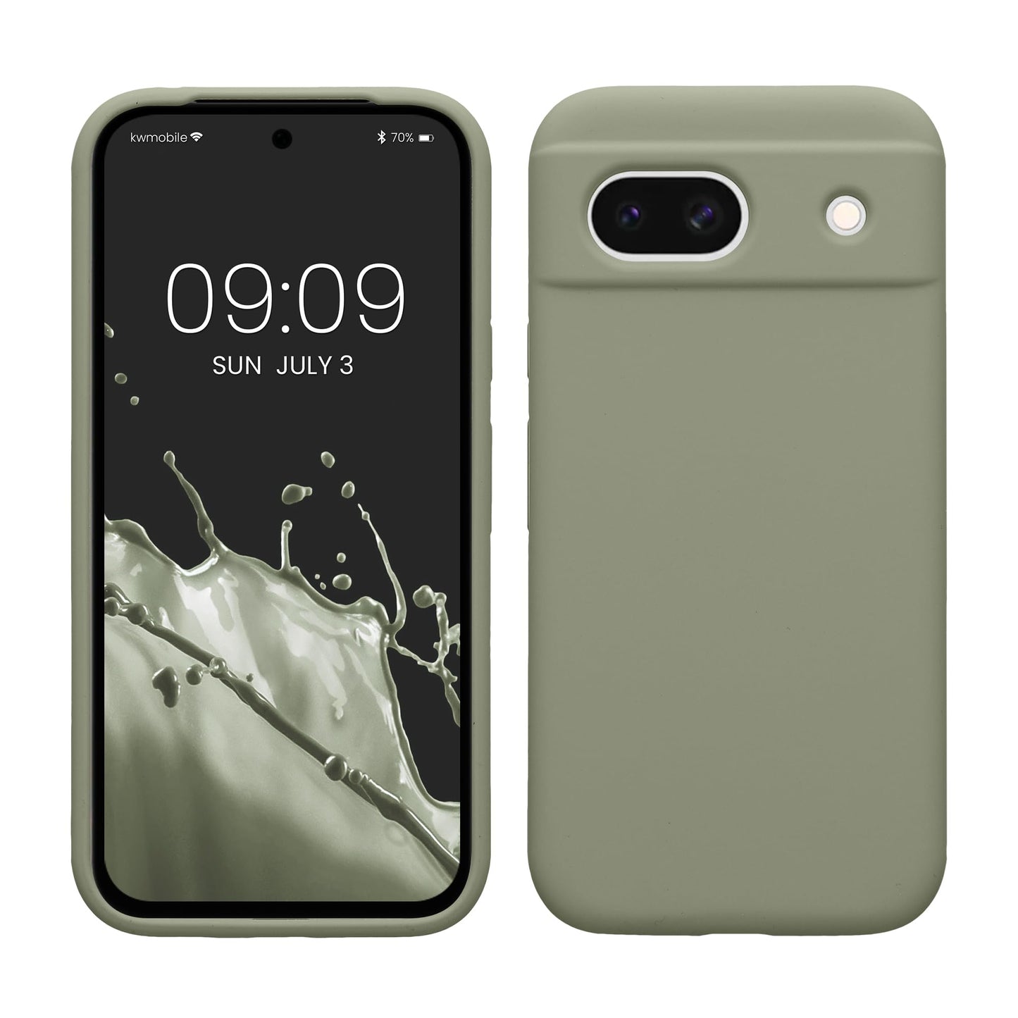 kwmobile Carcasa Compatible con Google Pixel 8a Funda - Case TPU y Silicona antigolpes - Apto Carga inalámbrica - Gris Verdoso