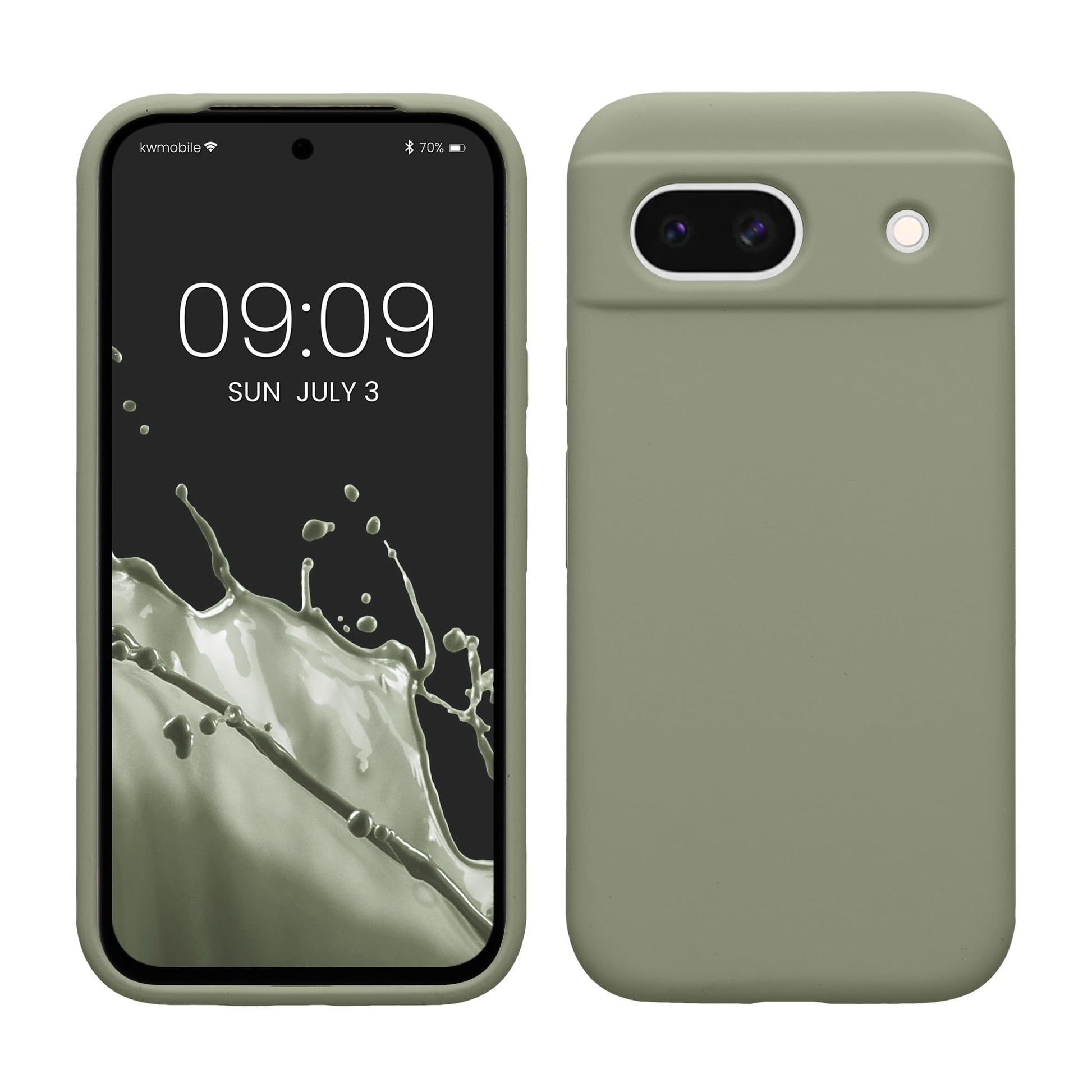kwmobile Carcasa Compatible con Google Pixel 8a Funda - Case TPU y Silicona antigolpes - Apto Carga inalámbrica - Gris Verdoso