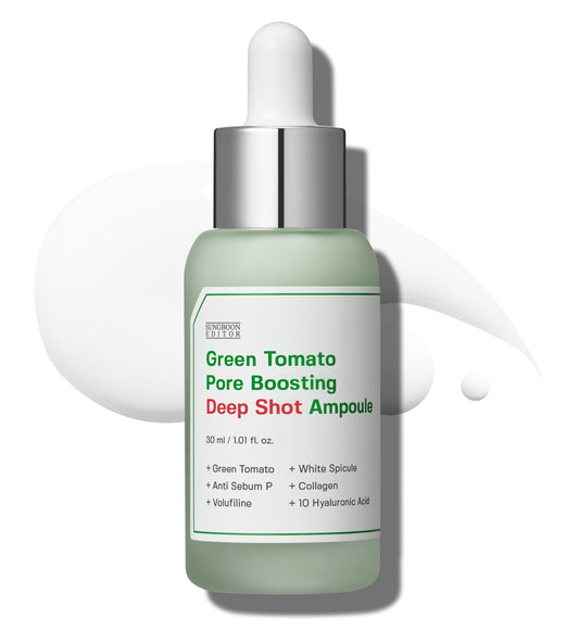 SUNGBOON EDITOR Ampolla Green Tomato Volufiline Pore Boosting Deep Shot - Suero para minimizar los poros y reafirmar la piel con colágeno y ácido hialurónico Cuidado de la piel coreano 1.01 fl oz