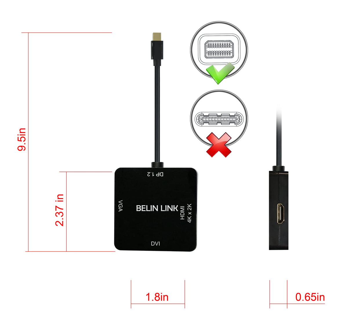 Adaptador Mini DisplayPort a HDMI VGA DVI para Surface y MacBook Plataformas de Video Multi-Pantalla