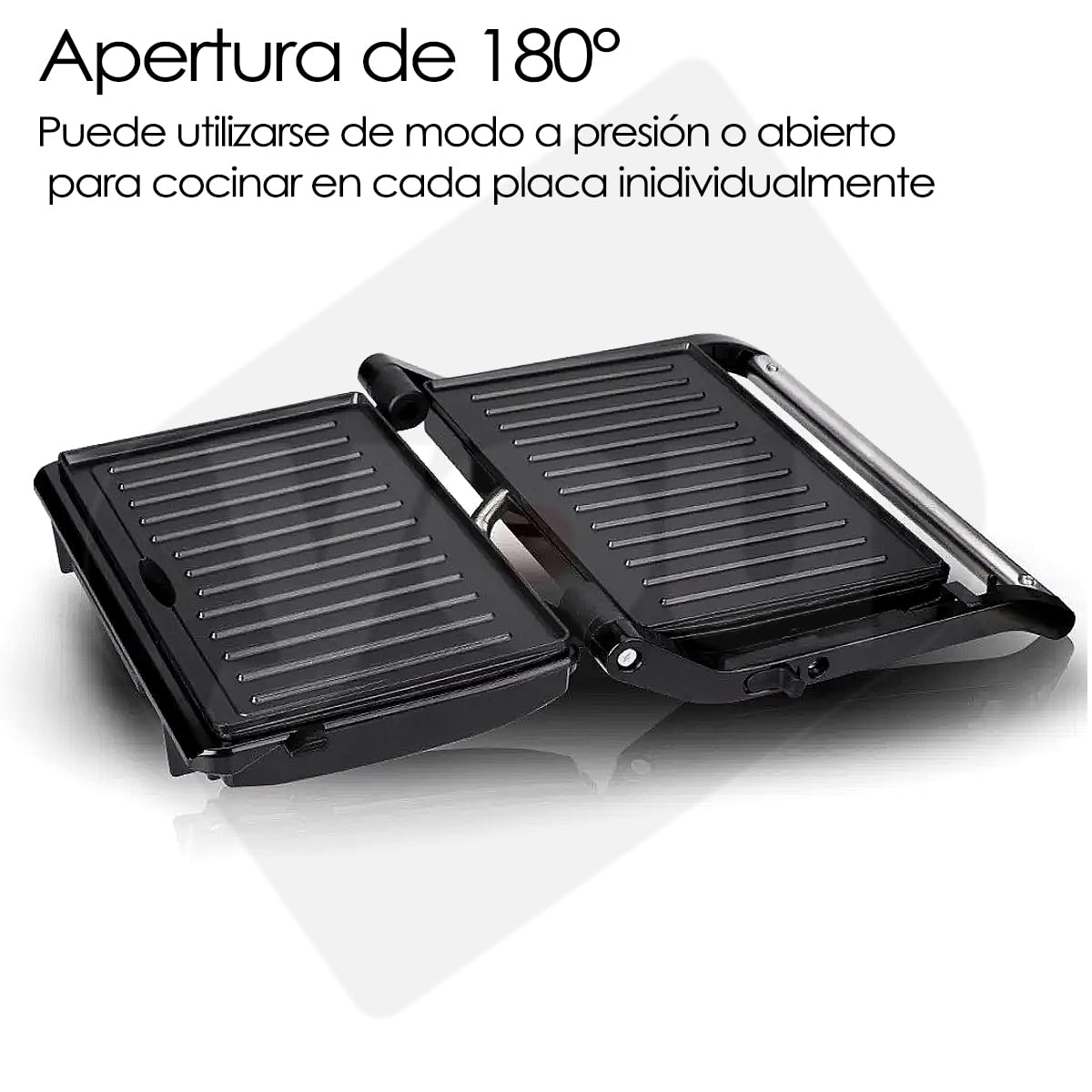 Parrilla Panini Grill Sandwich Doble Placa Antiadherente Abertura de 180°