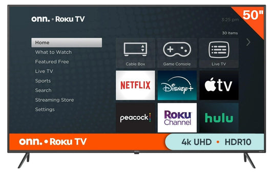 ONN Televisión de 50‘ Serie 4 LED 4K 2160P UHD Smart TV HDR HDMI USB 60Hz Frecuencia de actualización Compatible con Alexa y Google Assistant 100012585 (Reacondicionado)