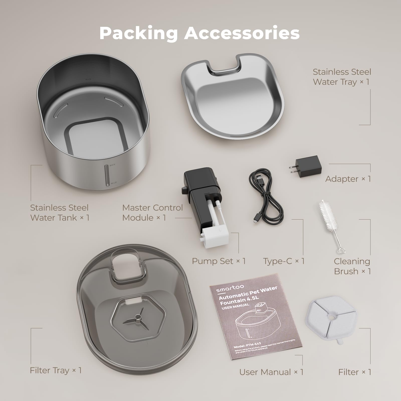 Fuente de Agua para Mascotas Samrtoo Acero Inoxidable con Sensor de Movimiento