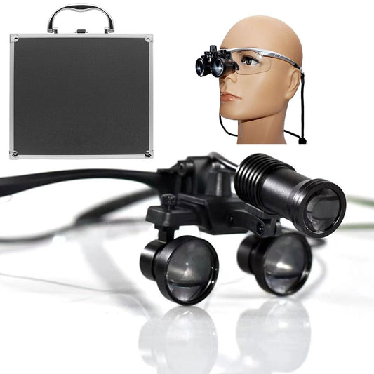 GustasMe Lupas Binoculares 3.5X, Gafas De Ajuste Bidireccional LED, Anteojos De Lupa Binocular Montada en la Cabeza con Box, para Salones de Belleza