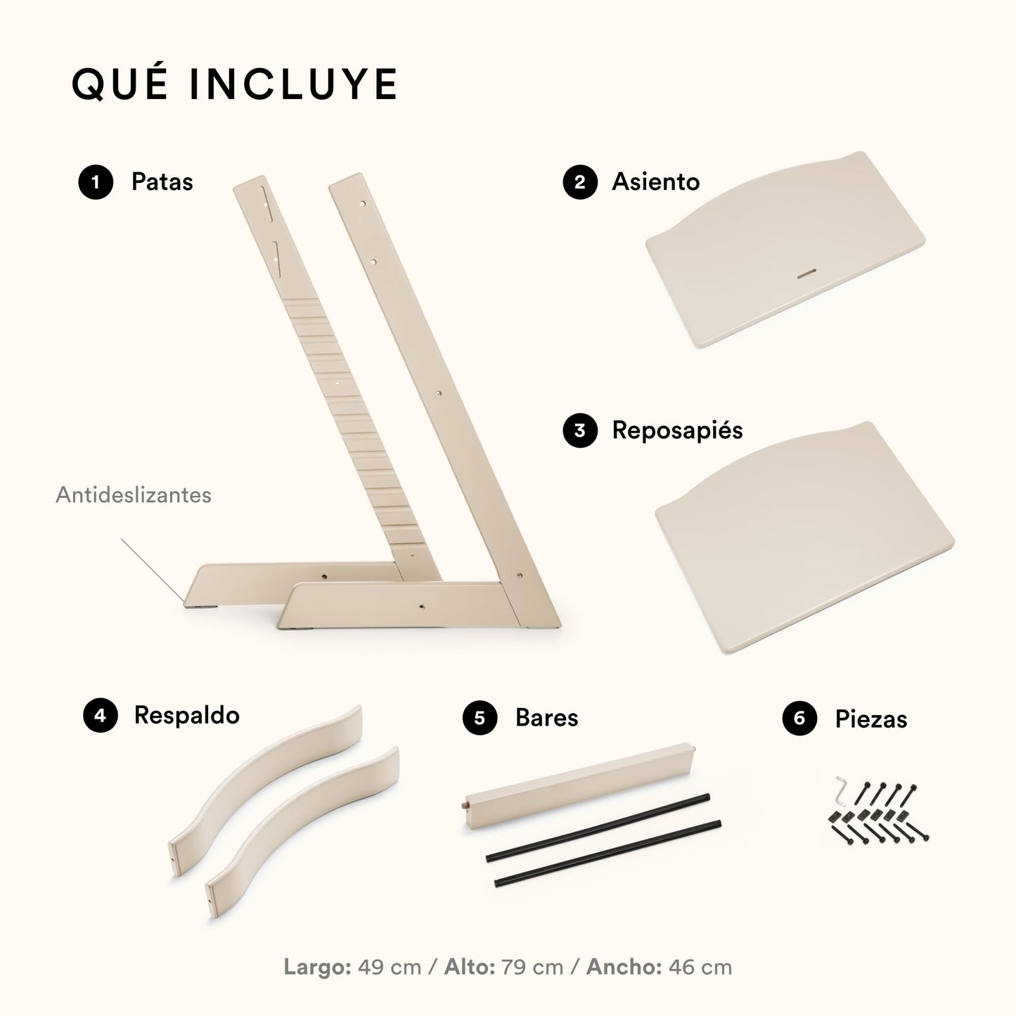 Silla Tripp Trapp de Stokke, Silla ajustable, evolutiva para recién nacidos, niños y adultos - Práctica, cómoda y ergonómica - Diseño atemporal (Vanilla White)