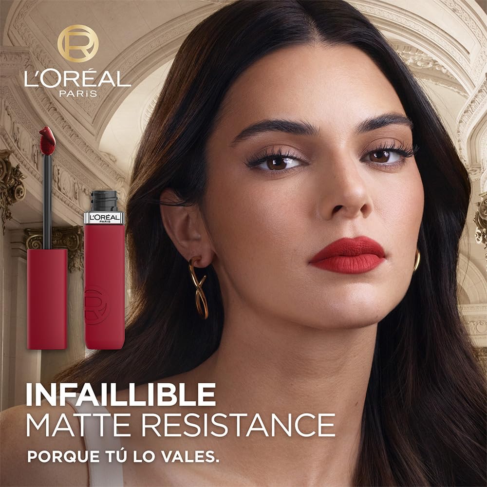 L'Oréal Paris, Infallible Le Matte Resistance, Labial Líquido Mate Larga Duración 16hr, Color Intenso con Ácido Hialurónico, Tono Wine Not? 500, 5ml