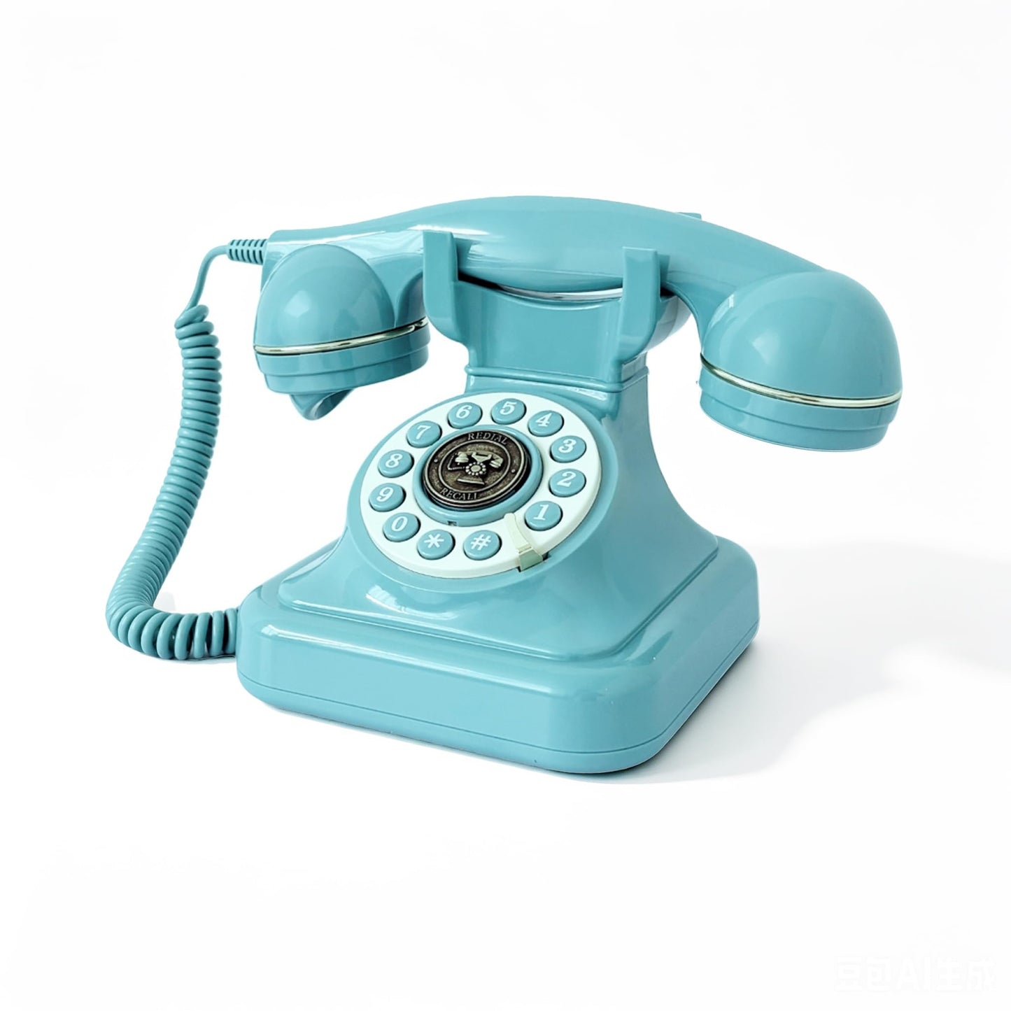 Teléfonos de teléfono fijo retro azul, teléfono clásico con cable con timbre fuerte y remarcación, teléfono de computadora clásico para el hogar, oficina, hotel, escuela, teléfono antiguo decorativo