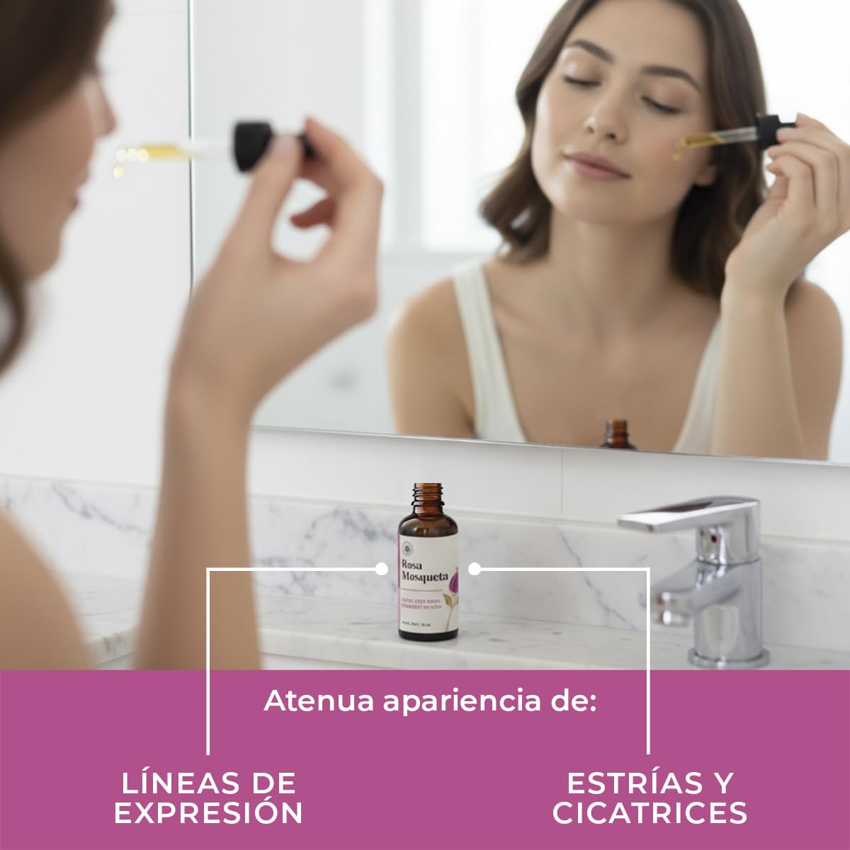 Árbora Aceite de Rosa Mosqueta y Agua de Rosas anti-edad atenúa estrías.
