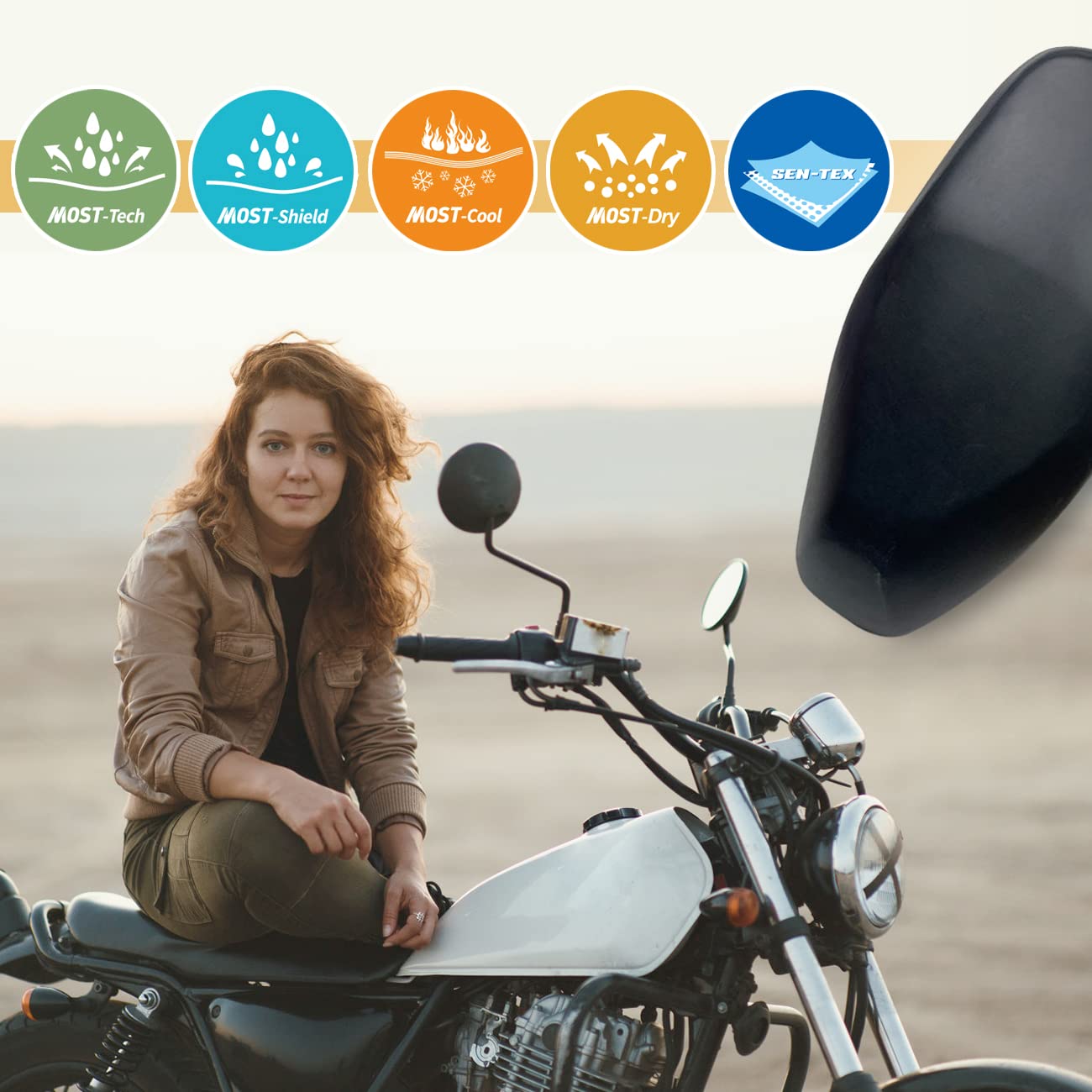LIHAO Funda Impermeable para Asiento de Motocicleta Almohadilla de Cuero Asiento - Tamaño XXL, Negro