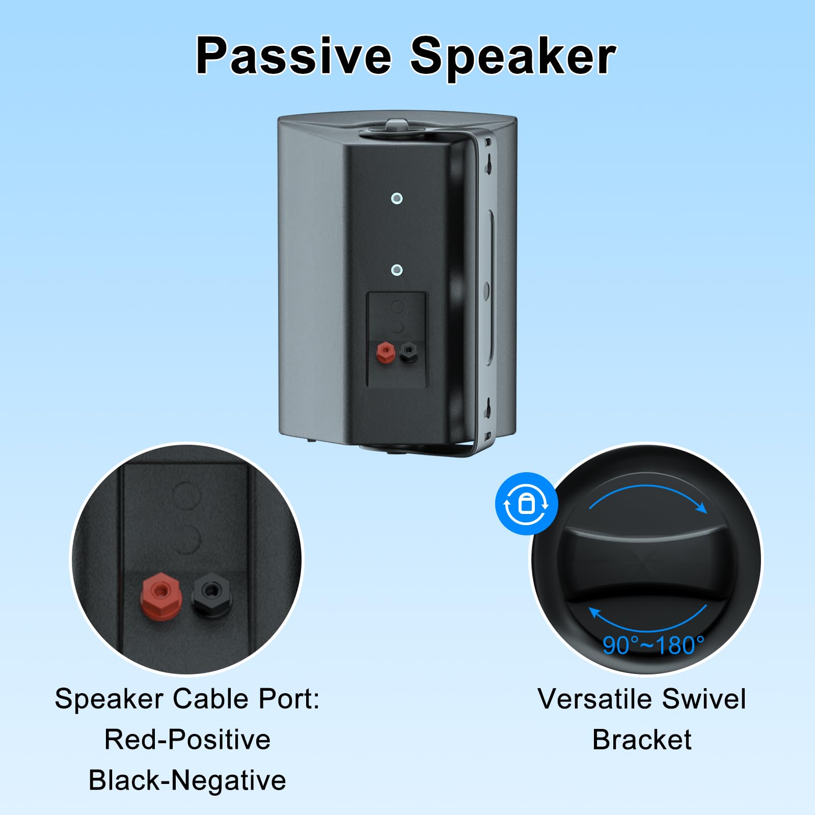STUDIOFINIX - Altavoces para Exteriores de 5.25 Pulgadas, 600 W, Impermeables, con Cable, pasivos de Montaje en Pared para Patio, cochera, hogar, 2 Pares (Negro)