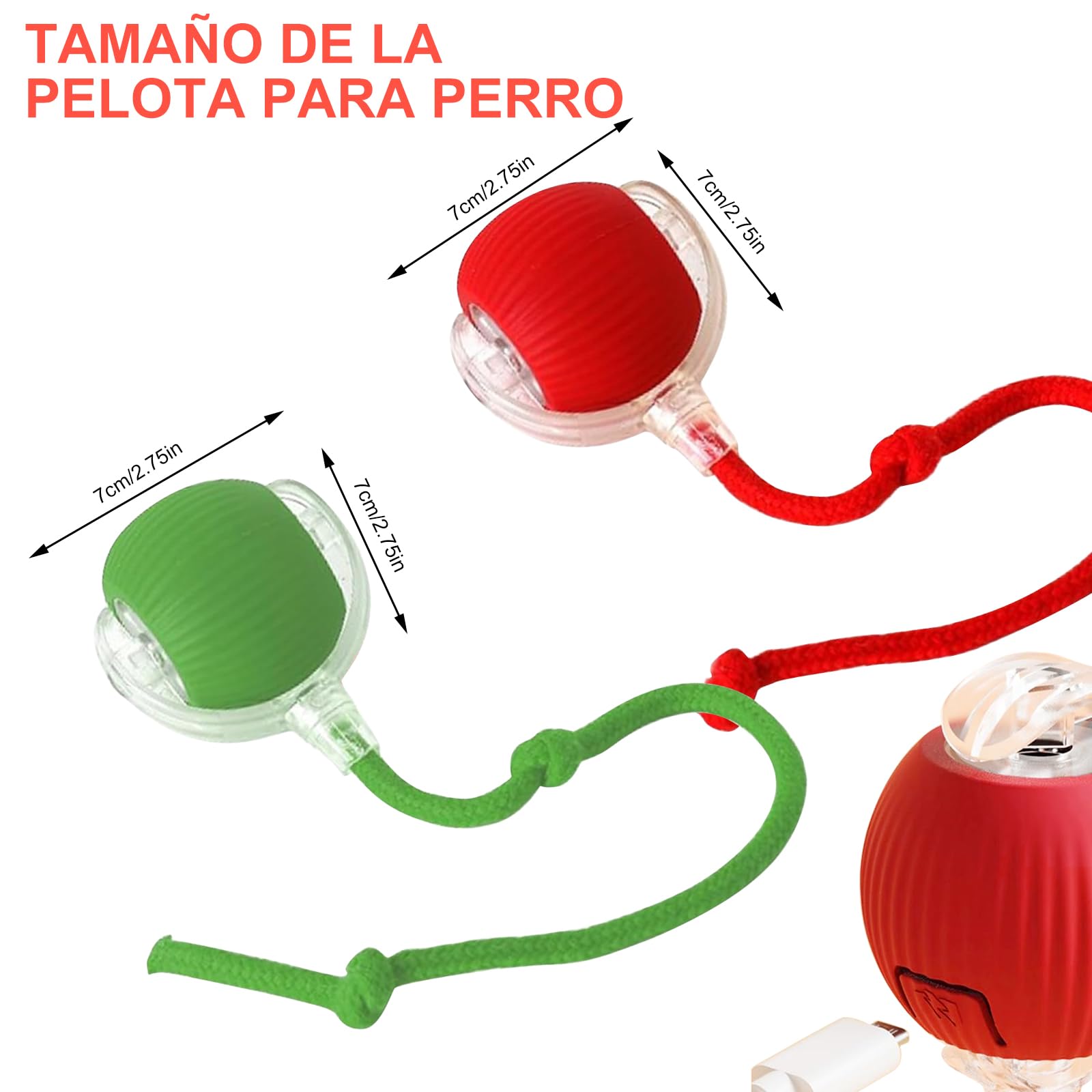 CAVIGLTE Pelota para Perro, 2PCS Recargable Pelotas para Perro, Pelota Interactiva para Perro, Pelota Perro, Pelota Interactiva para Gato, Bola Interactiva para Perros con 3 Modos de Luz