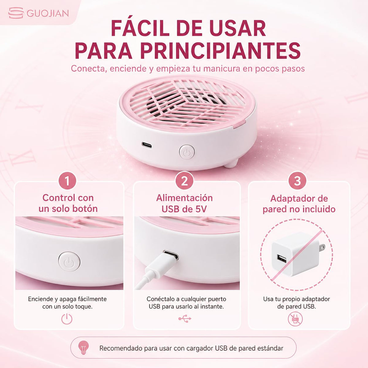 Colector de Polvo de Uñas GUOJIAN Blanco con Aspiradora Profesional y Filtros Desechables