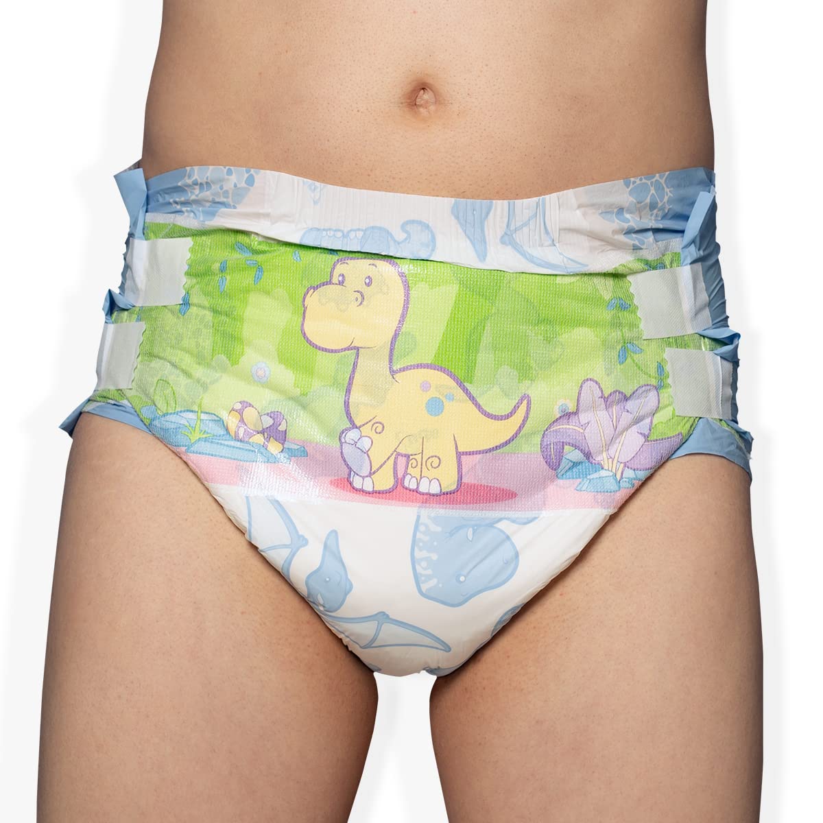 ABUniverse Pañales DinoRawrZ (grande) - 10 Pañales para Adultos Reutilizables Multicolor Estampado Animal con Protección Urinaria y Cierre de Velcro Fuerte
