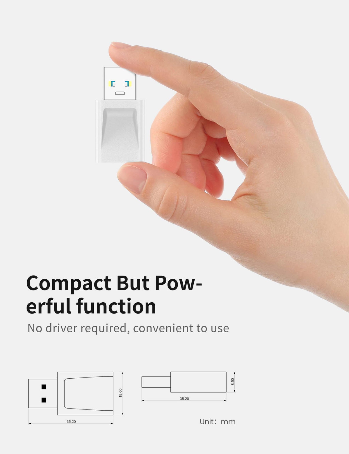 Adaptador USB-A a USB-C 3.1 Transmisión Rápida 10 Gbps Compatible iPhone 15 16 Plus Pro Max Portátil AirPods iPad Air Mini Paquete de 2
