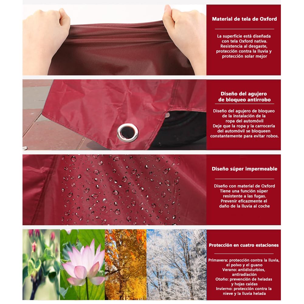 Cubierta Protector para Motocicleta Protección contra Polvo/Lluvia,Funda Motocicleta Impermeable,Es adecuado para la mayoría de las motocicletas,por ejemplo,Harley,Honda,Kawasaki etc (Rojo Azufaifa)