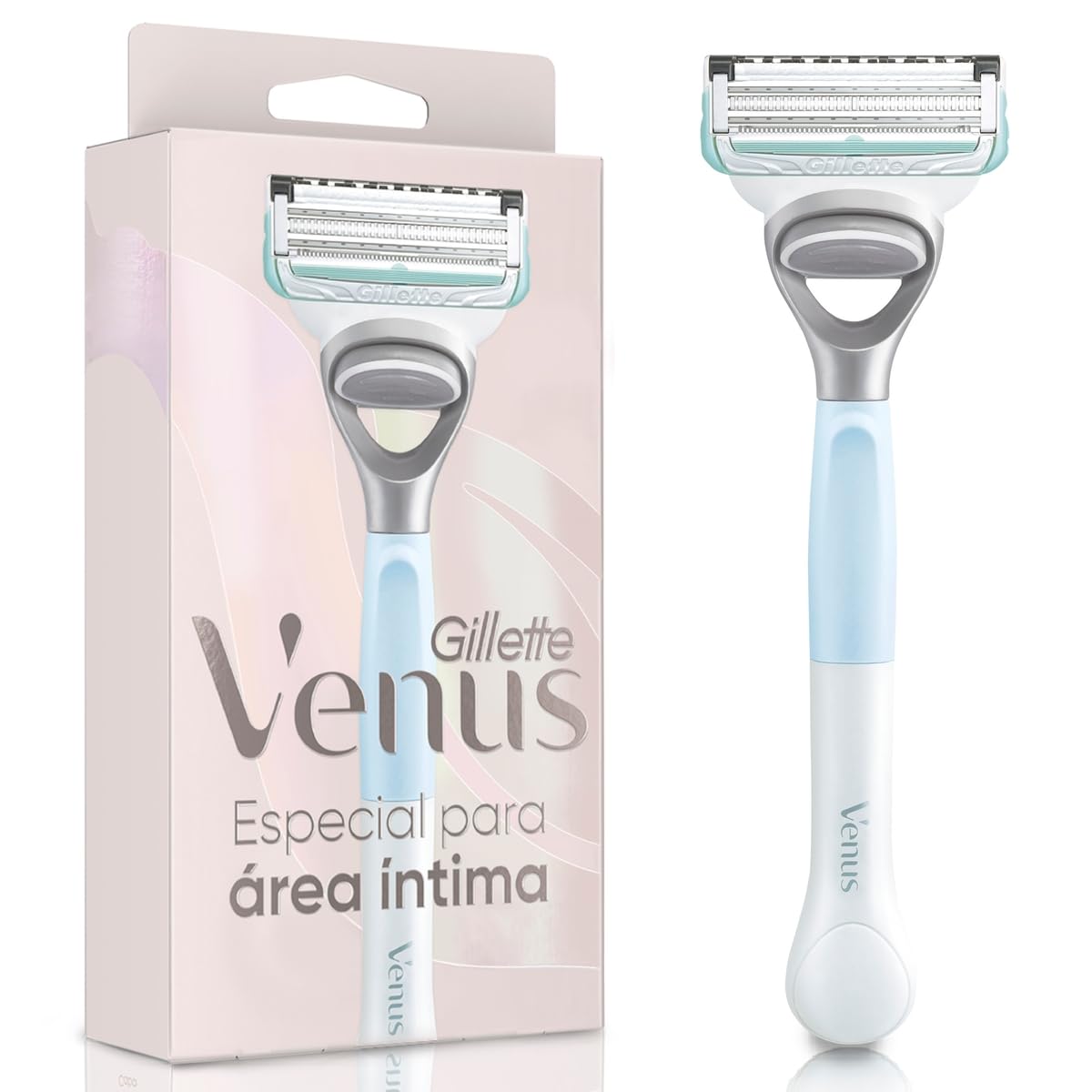 GILLETTE Venus para Área Íntima, Rastrillo para Mujer, 1 Mango + 1 Cartucho para Rastrillo Venus con Barrera Anti Irritación, Depilación Zona Íntima