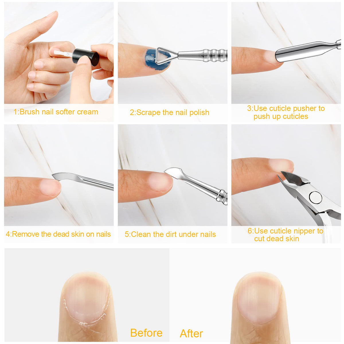 Cortauñas de Acero Inoxidable Plata Set Manicura para Uñas Acrílicas