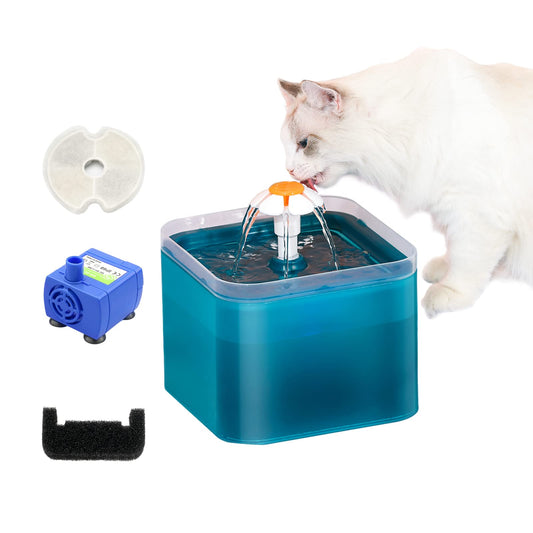 Feiniao Bebedero para Gato, 2L Fuente de Agua para Gato con Luz LED de Nocturna, 3 Modos de Agua, Dispensador de Agua para Gatos Mascotas y Perros Pequeños, Bomba Silenciosa, 2 Filtros de Algodón