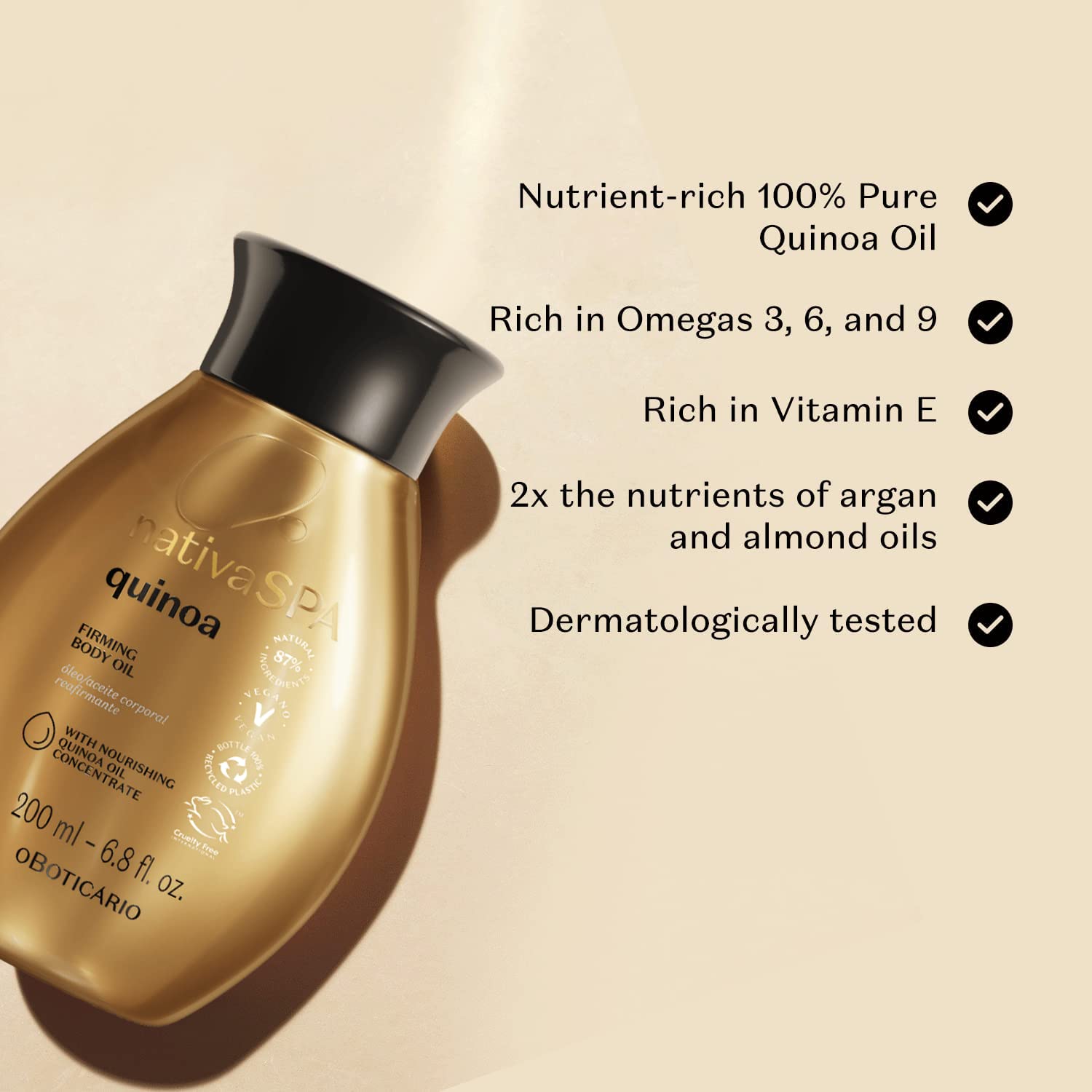 NATIVA SPA O BOTICÁRIO BYCRAY Nativa SPA by O Boticario Quinoa Hydrating Body Oil, Soft and Healthy Skin, 6.8 oz. (200 ml)