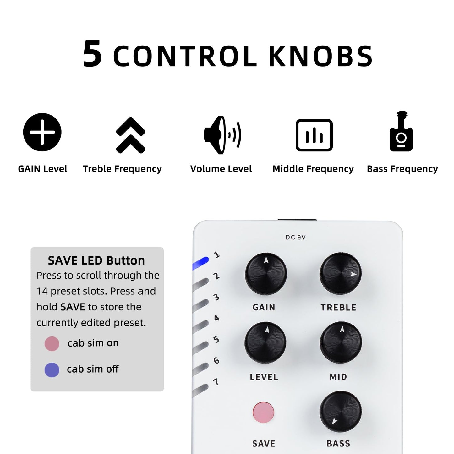 Pedal de Preamplificador MOOER Preamp Model X Negro con Doble Canal y 14 Ranuras Preestablecidas para Hombre